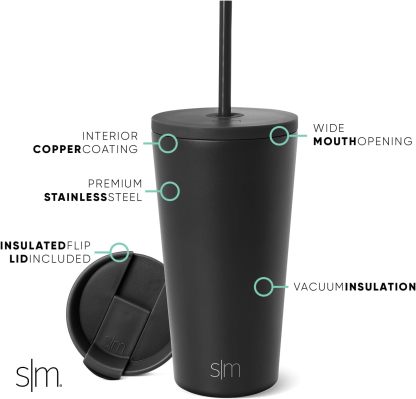 Simple Modern Insulated Tumbler with Lid and Straw | Iced Coffee Cup Reusable Stainless Steel Water Bottle Travel Mug | Gifts for Women Men Her Him | Classic Collection | 24oz | Retro Mint
