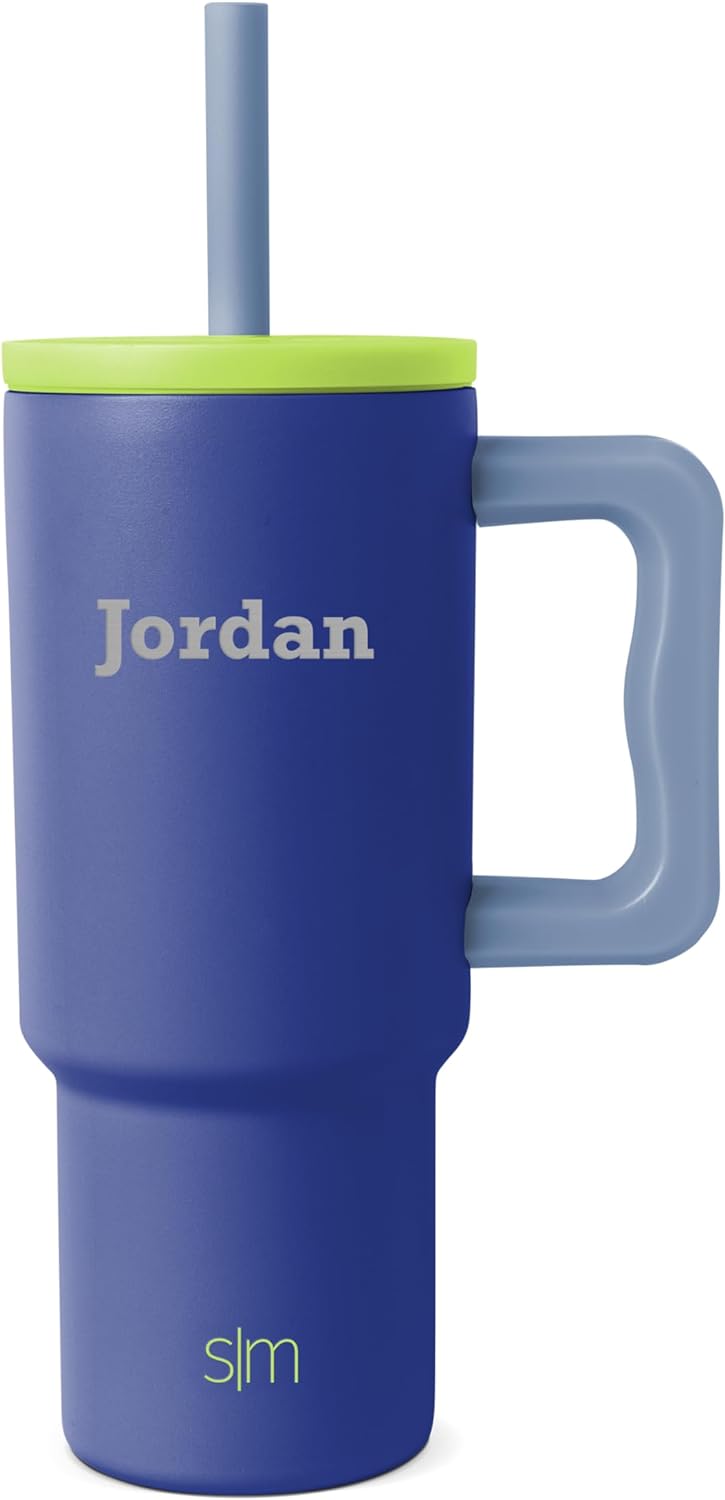 Simple Modern Kids 24 oz Tumbler with Handle and Silicone Straw Lid | Spill Proof and Leak Resistant | Reusable Stainless Steel Bottle | Gift for Kids Boys Girls | Trek Collection | 80s Mix