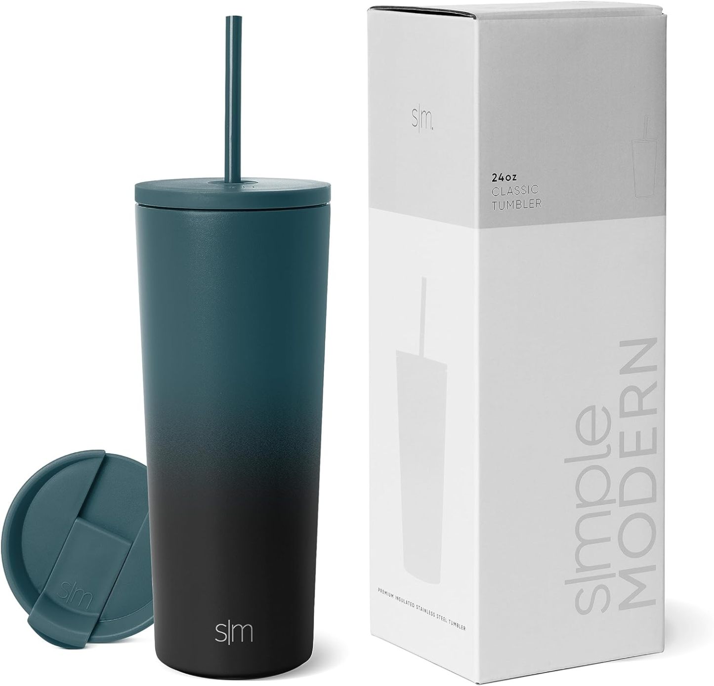 Simple Modern Insulated Tumbler with Lid and Straw | Iced Coffee Cup Reusable Stainless Steel Water Bottle Travel Mug | Gifts for Women Men Her Him | Classic Collection | 24oz | Retro Mint
