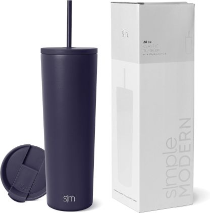 Simple Modern Insulated Tumbler with Lid and Straw | Iced Coffee Cup Reusable Stainless Steel Water Bottle Travel Mug | Gifts for Women Men Her Him | Classic Collection | 24oz | Retro Mint