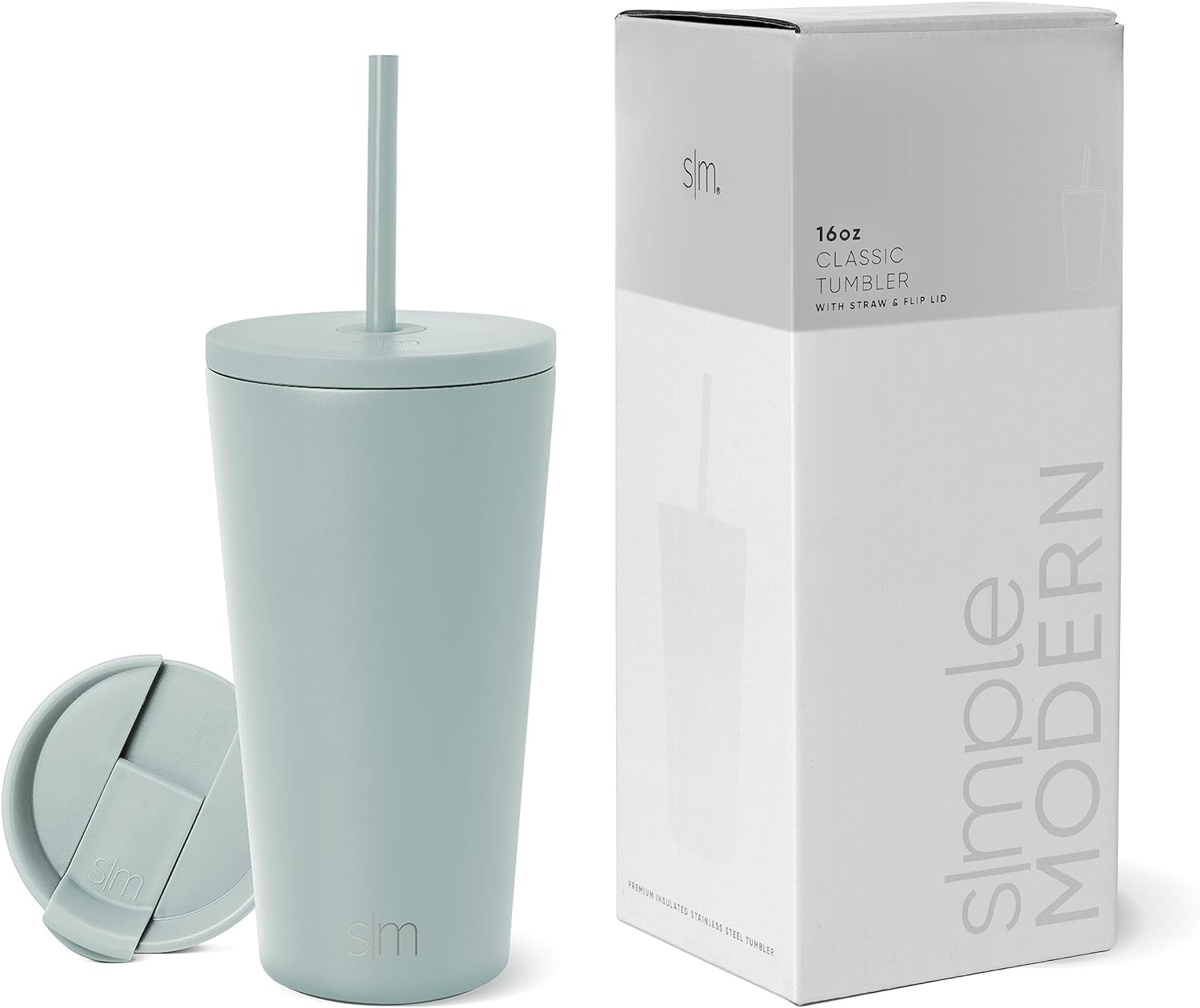 Simple Modern Insulated Tumbler with Lid and Straw | Iced Coffee Cup Reusable Stainless Steel Water Bottle Travel Mug | Gifts for Women Men Her Him | Classic Collection | 24oz | Retro Mint