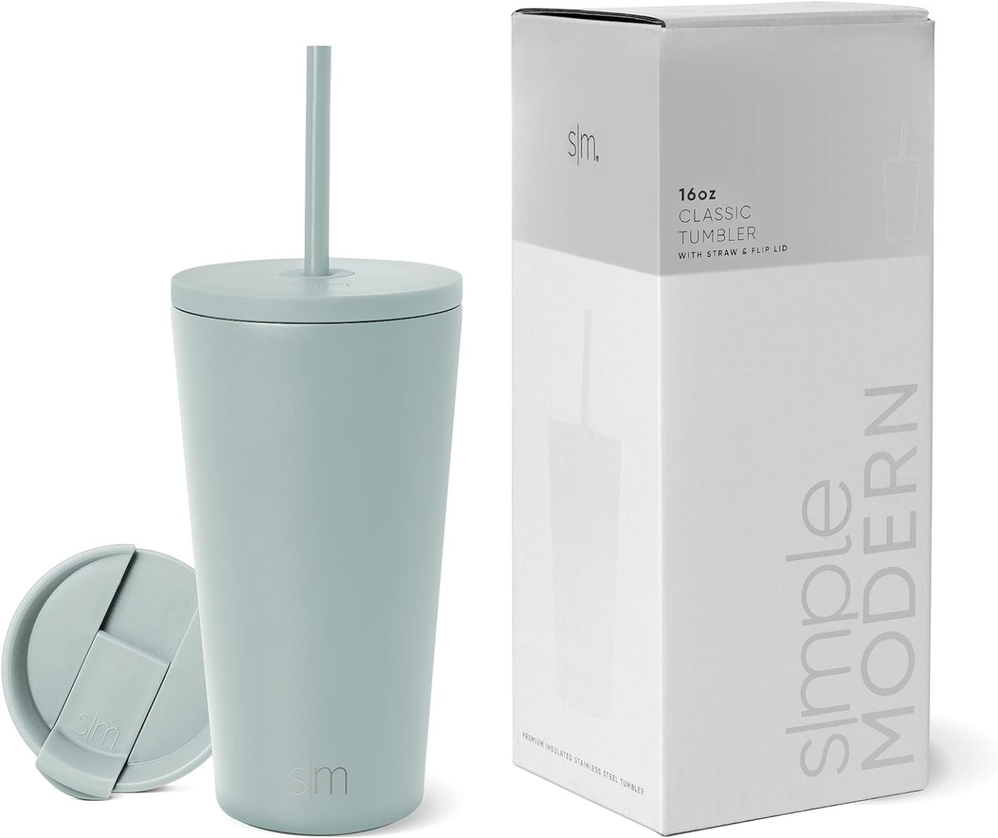 Simple Modern Insulated Tumbler with Lid and Straw | Iced Coffee Cup Reusable Stainless Steel Water Bottle Travel Mug | Gifts for Women Men Her Him | Classic Collection | 24oz | Retro Mint