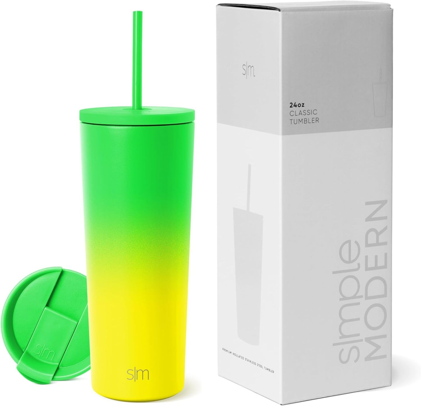 Simple Modern Insulated Tumbler with Lid and Straw | Iced Coffee Cup Reusable Stainless Steel Water Bottle Travel Mug | Gifts for Women Men Her Him | Classic Collection | 24oz | Retro Mint