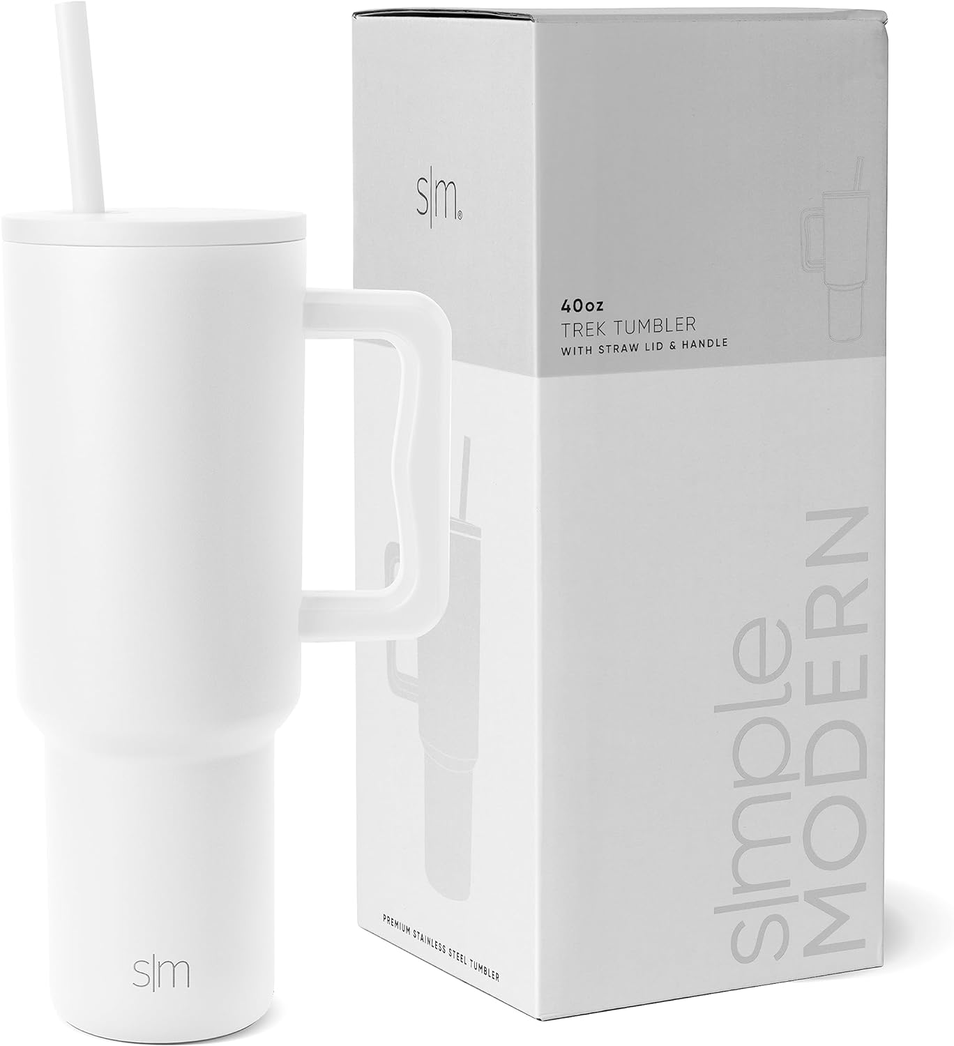 Simple Modern 40 oz Tumbler with Handle and Straw Lid | Insulated Cup Reusable Stainless Steel Water Bottle Travel Mug Cupholder Friendly | Gifts for Women Him Her | Trek Collection | Sea Glass Sage