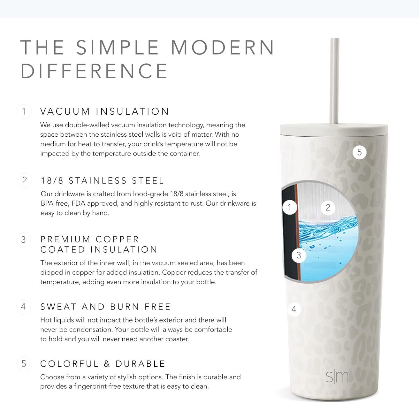 Simple Modern Insulated Tumbler with Lid and Straw | Iced Coffee Cup Reusable Stainless Steel Water Bottle Travel Mug | Gifts for Women Men Her Him | Classic Collection | 24oz | Retro Mint