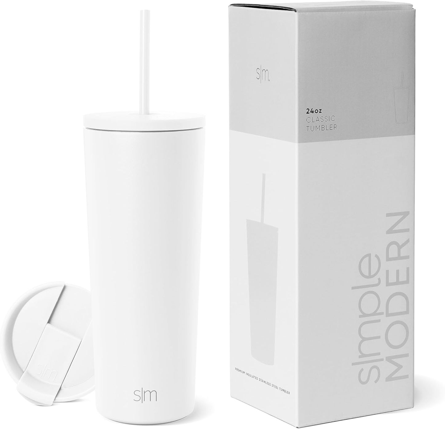 Simple Modern Insulated Tumbler with Lid and Straw | Iced Coffee Cup Reusable Stainless Steel Water Bottle Travel Mug | Gifts for Women Men Her Him | Classic Collection | 24oz | Retro Mint