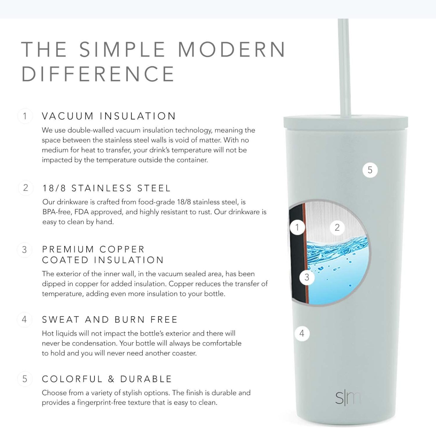 Simple Modern Insulated Tumbler with Lid and Straw | Iced Coffee Cup Reusable Stainless Steel Water Bottle Travel Mug | Gifts for Women Men Her Him | Classic Collection | 24oz | Retro Mint