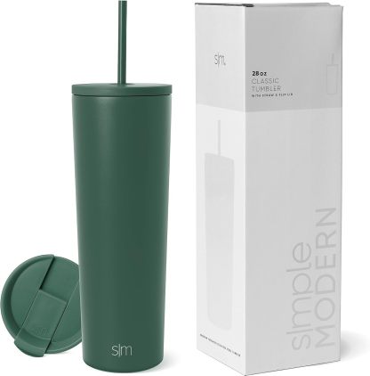 Simple Modern Insulated Tumbler with Lid and Straw | Iced Coffee Cup Reusable Stainless Steel Water Bottle Travel Mug | Gifts for Women Men Her Him | Classic Collection | 24oz | Retro Mint