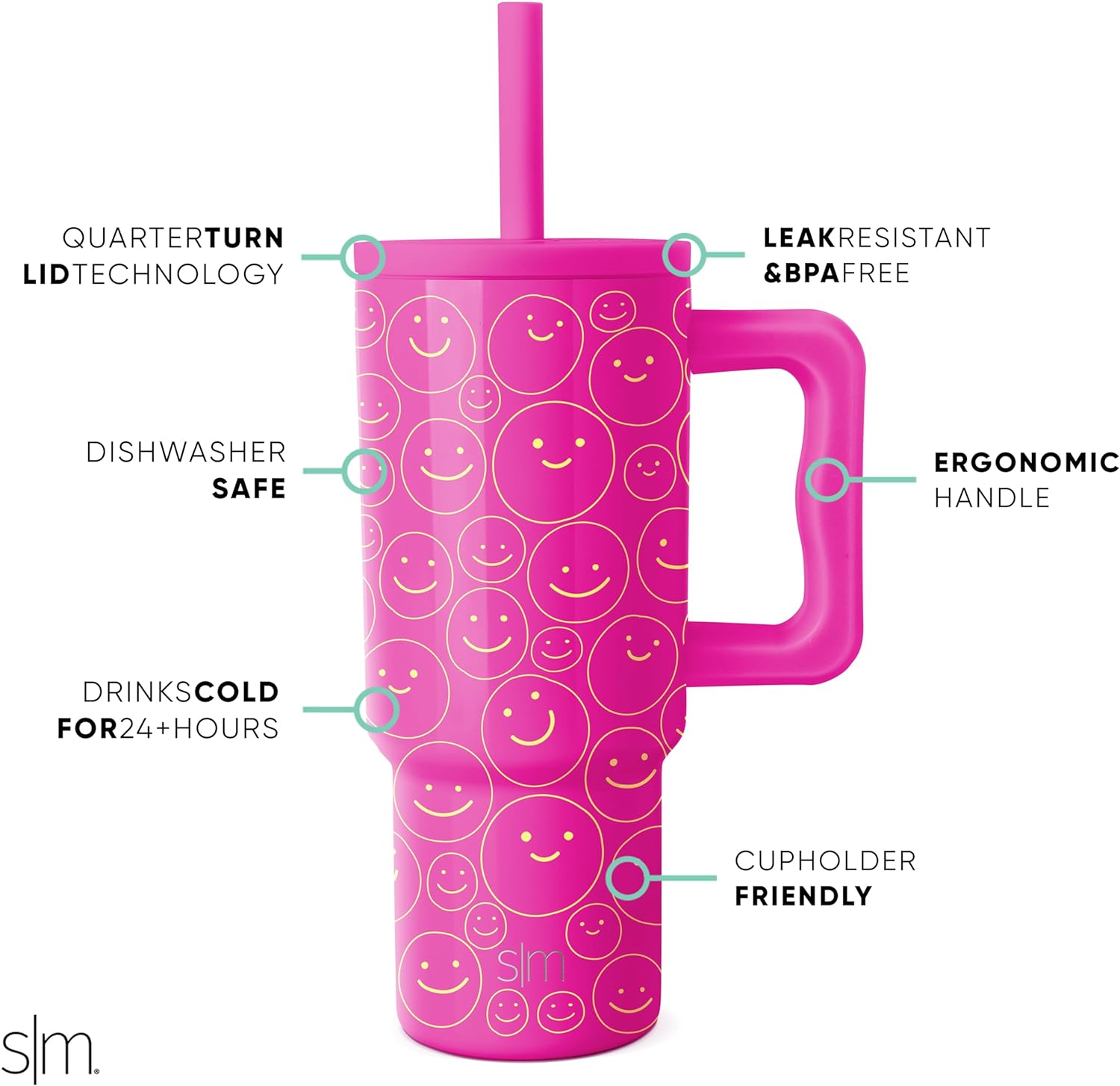 Simple Modern Kids 24 oz Tumbler with Handle and Silicone Straw Lid | Spill Proof and Leak Resistant | Reusable Stainless Steel Bottle | Gift for Kids Boys Girls | Trek Collection | 80s Mix