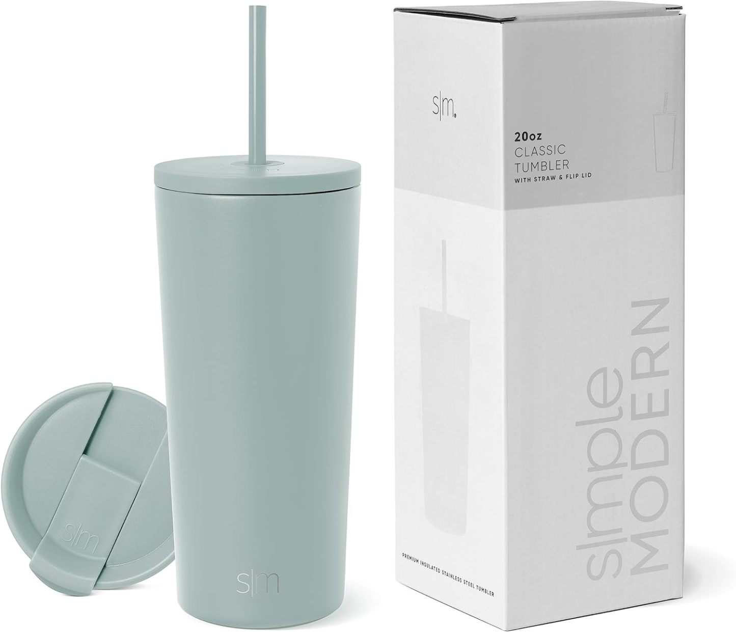 Simple Modern Insulated Tumbler with Lid and Straw | Iced Coffee Cup Reusable Stainless Steel Water Bottle Travel Mug | Gifts for Women Men Her Him | Classic Collection | 24oz | Retro Mint