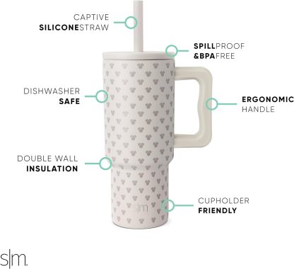 Simple Modern Kids 24 oz Tumbler with Handle and Silicone Straw Lid | Spill Proof and Leak Resistant | Reusable Stainless Steel Bottle | Gift for Kids Boys Girls | Trek Collection | 80s Mix