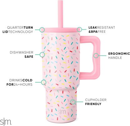 Simple Modern Kids 24 oz Tumbler with Handle and Silicone Straw Lid | Spill Proof and Leak Resistant | Reusable Stainless Steel Bottle | Gift for Kids Boys Girls | Trek Collection | 80s Mix