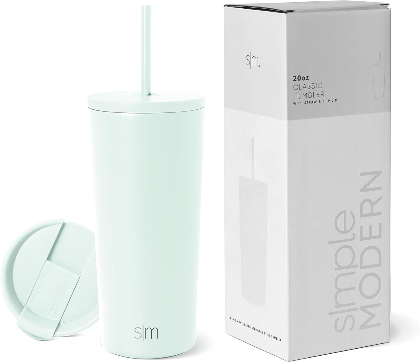 Simple Modern Insulated Tumbler with Lid and Straw | Iced Coffee Cup Reusable Stainless Steel Water Bottle Travel Mug | Gifts for Women Men Her Him | Classic Collection | 24oz | Retro Mint