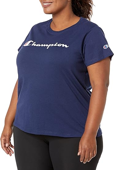 Chamkhjgpion Women'S Tshirt, Classic Short Sleeve Tshirt Lightweight Tee For Women, Script Logo Plus Size Available