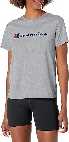 Chamkhjgpion Women'S Tshirt, Classic Short Sleeve Tshirt Lightweight Tee For Women, Script Logo Plus Size Available