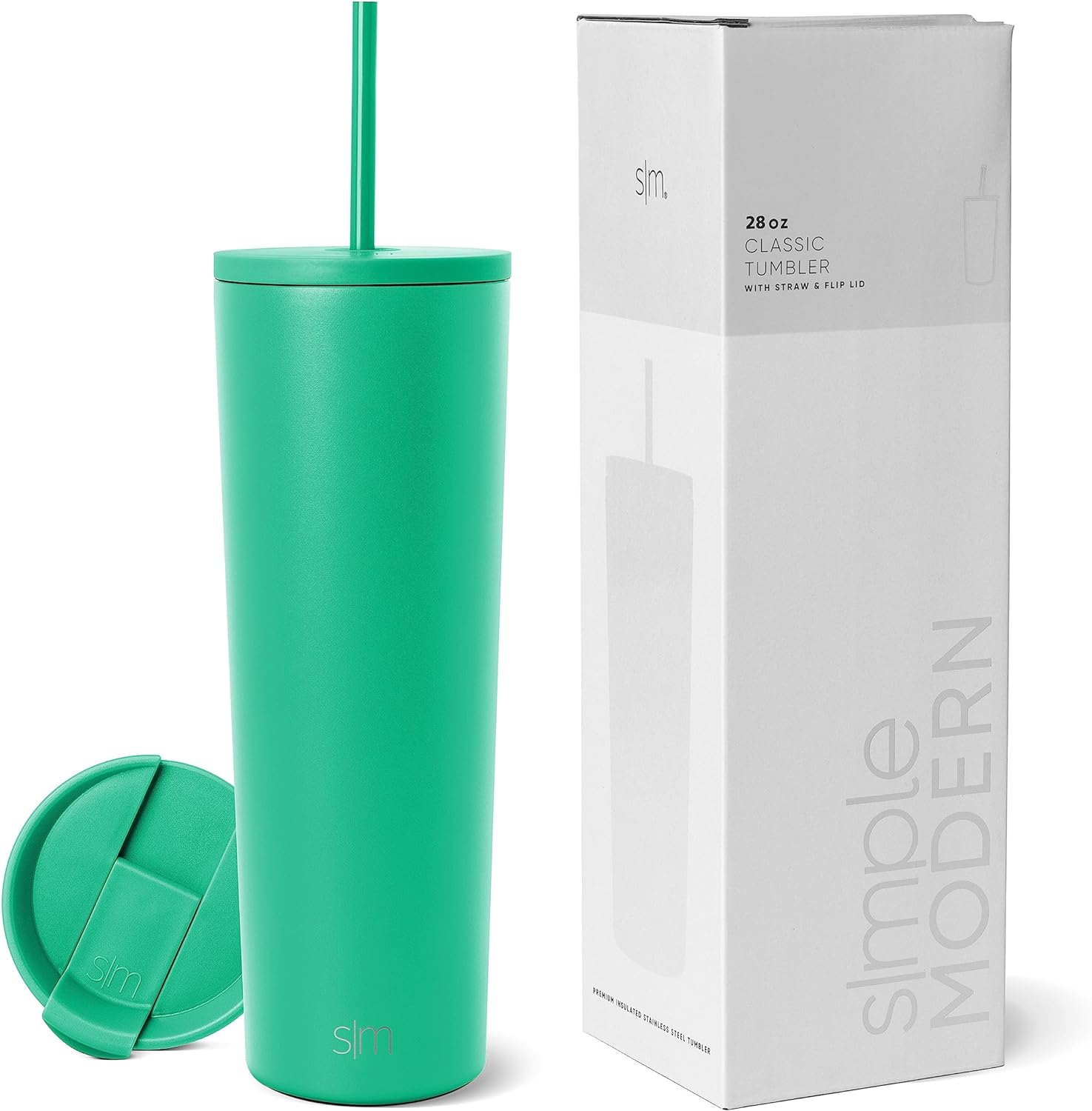 Simple Modern Insulated Tumbler with Lid and Straw | Iced Coffee Cup Reusable Stainless Steel Water Bottle Travel Mug | Gifts for Women Men Her Him | Classic Collection | 24oz | Retro Mint