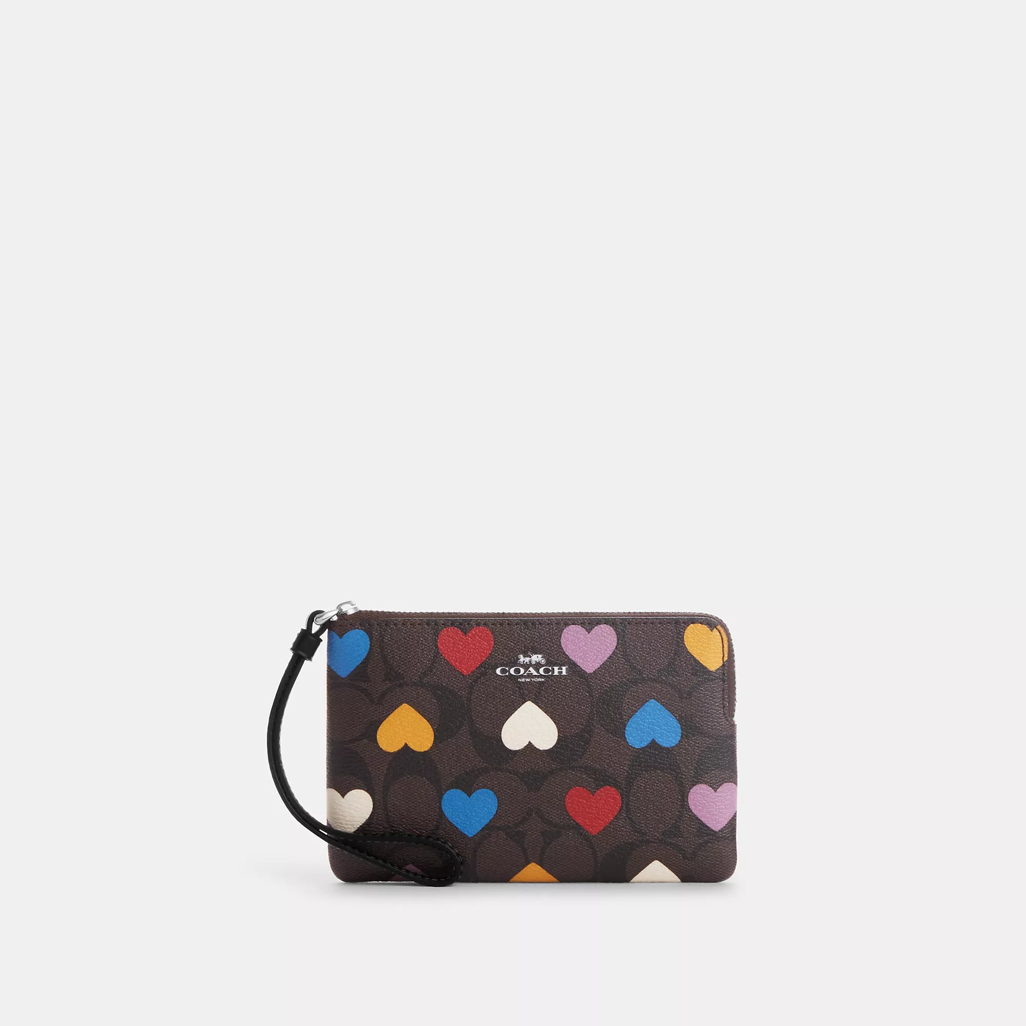 Cokhjgach Outlet Corner Zip Wristlet In Signature Canvas With Heart Print