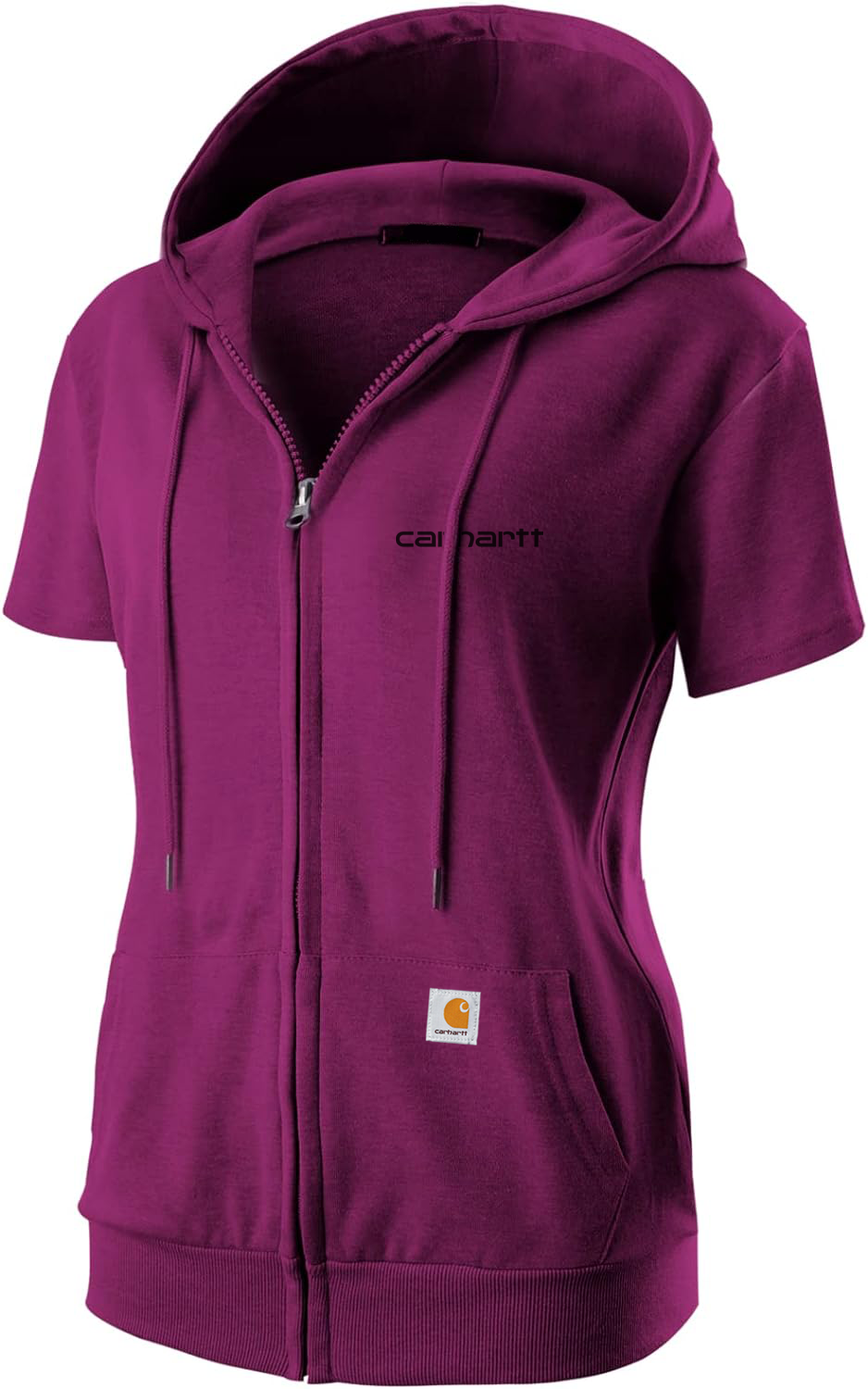 Carhkhjgartt Women's Slim Fit Full Zip Short Sleeve Hoodie