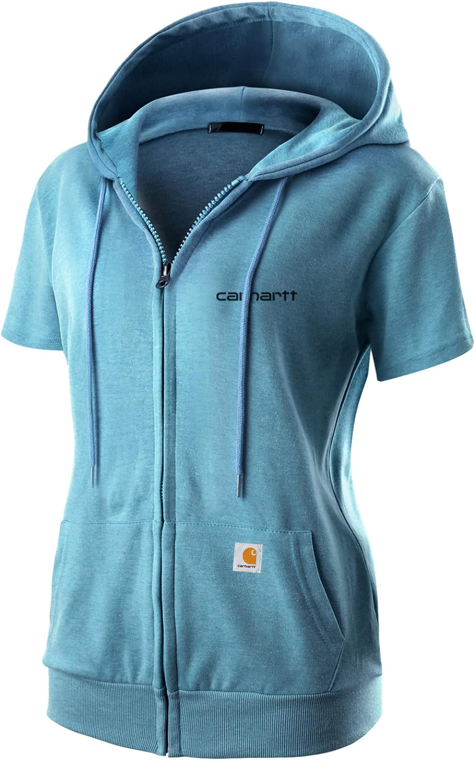 Carhkhjgartt Women's Slim Fit Full Zip Short Sleeve Hoodie