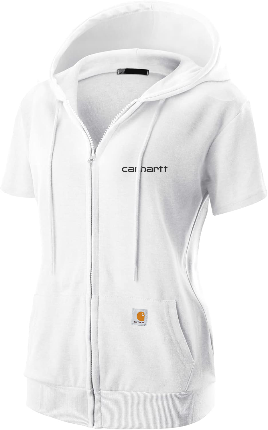Carhkhjgartt Women's Slim Fit Full Zip Short Sleeve Hoodie