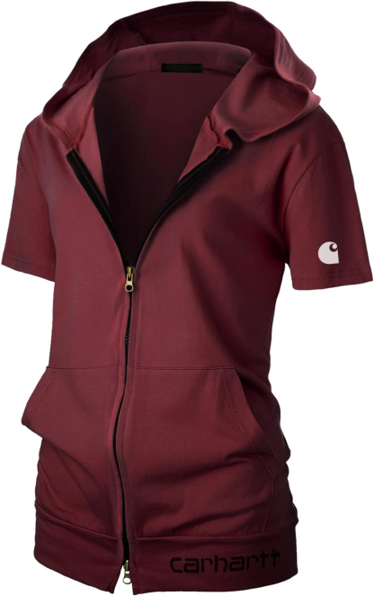 Women's Full Zip Short Sleeve Hooded Sweatshirt