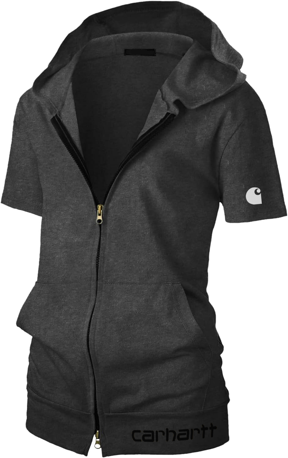 Women's Full Zip Short Sleeve Hooded Sweatshirt