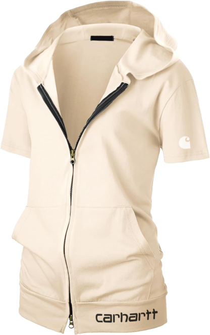 Women's Full Zip Short Sleeve Hooded Sweatshirt