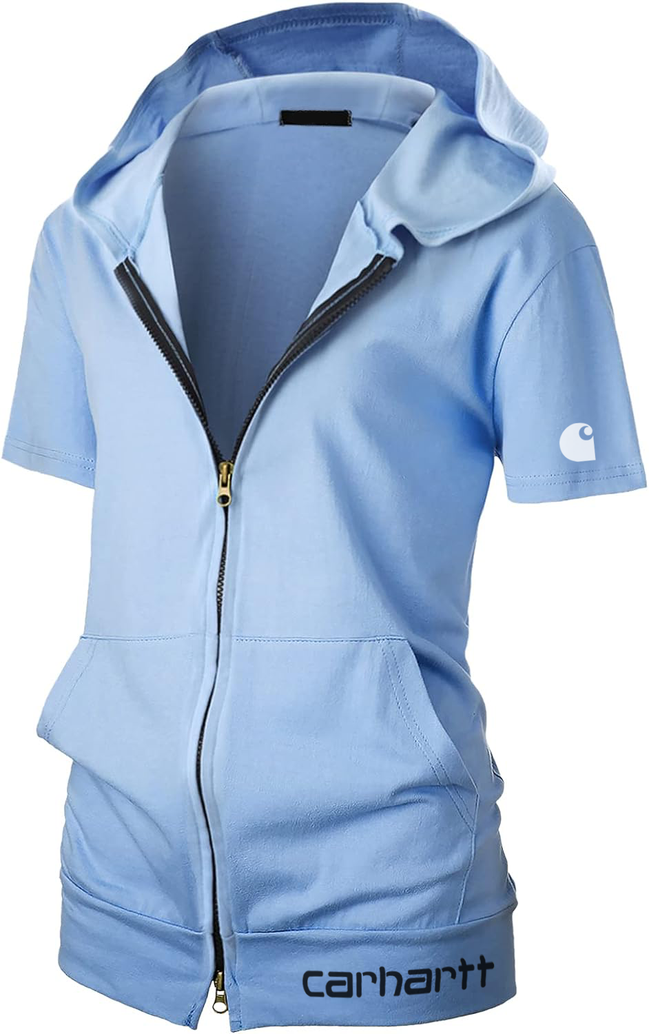 GIVON Womens Slim Fit Zip Up Hoodie Short Sleeve Thin Jacket Full Zip 