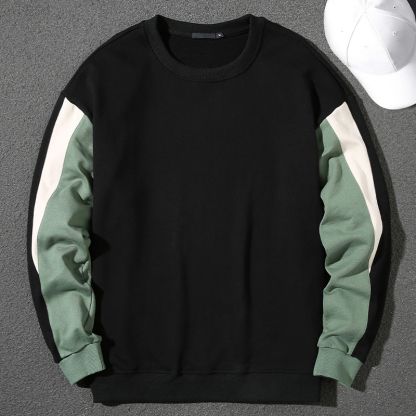 Round neck pullover color block sweatshirt