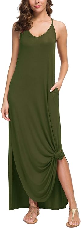 Women's Summer Casual Loose Dress Beach Cover Up Long Cami Maxi