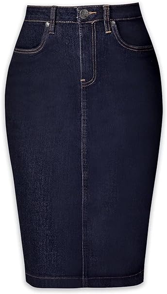 Womens Super Comfy Stretch Denim Skirt