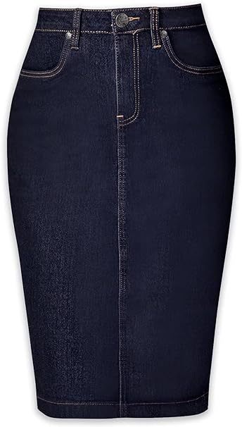 Womens Super Comfy Stretch Denim Skirt