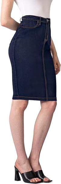 Womens Super Comfy Stretch Denim Skirt