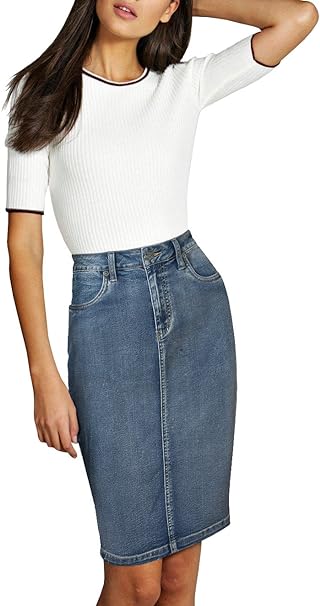 Womens Super Comfy Stretch Denim Skirt