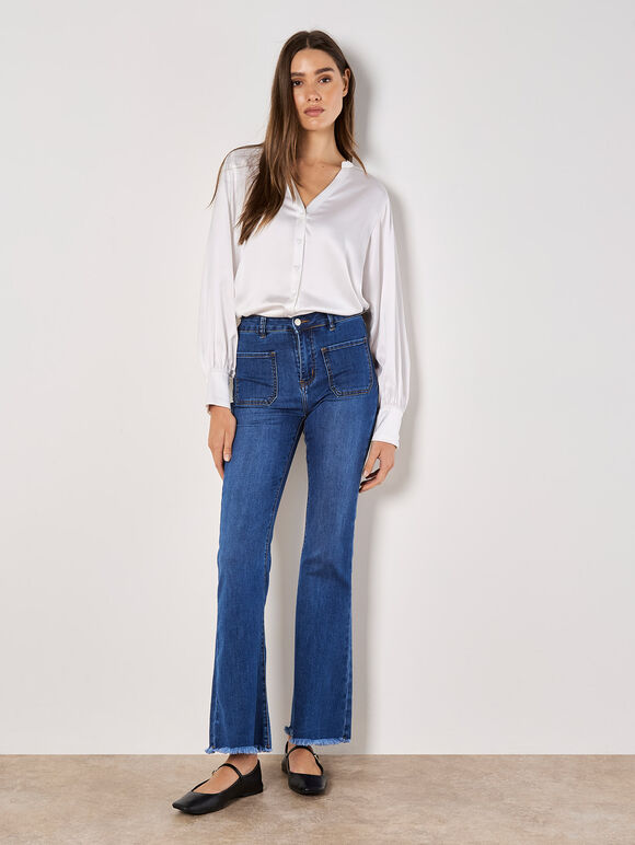 Balloon Sleeve Satin Blouse