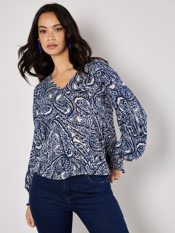 Paisley Print Shimmer Blouse