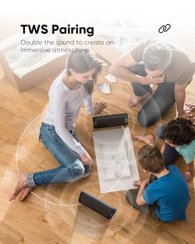 Bluetooth Speaker with HD Sound. Portable Wireless. IPX5 Waterproof. Up to 24H Playtime. TWS Pairing. BT5.3. for Home/Party/Outdoor/Beach. Electronic Gadgets. Birthday Gift (Black)