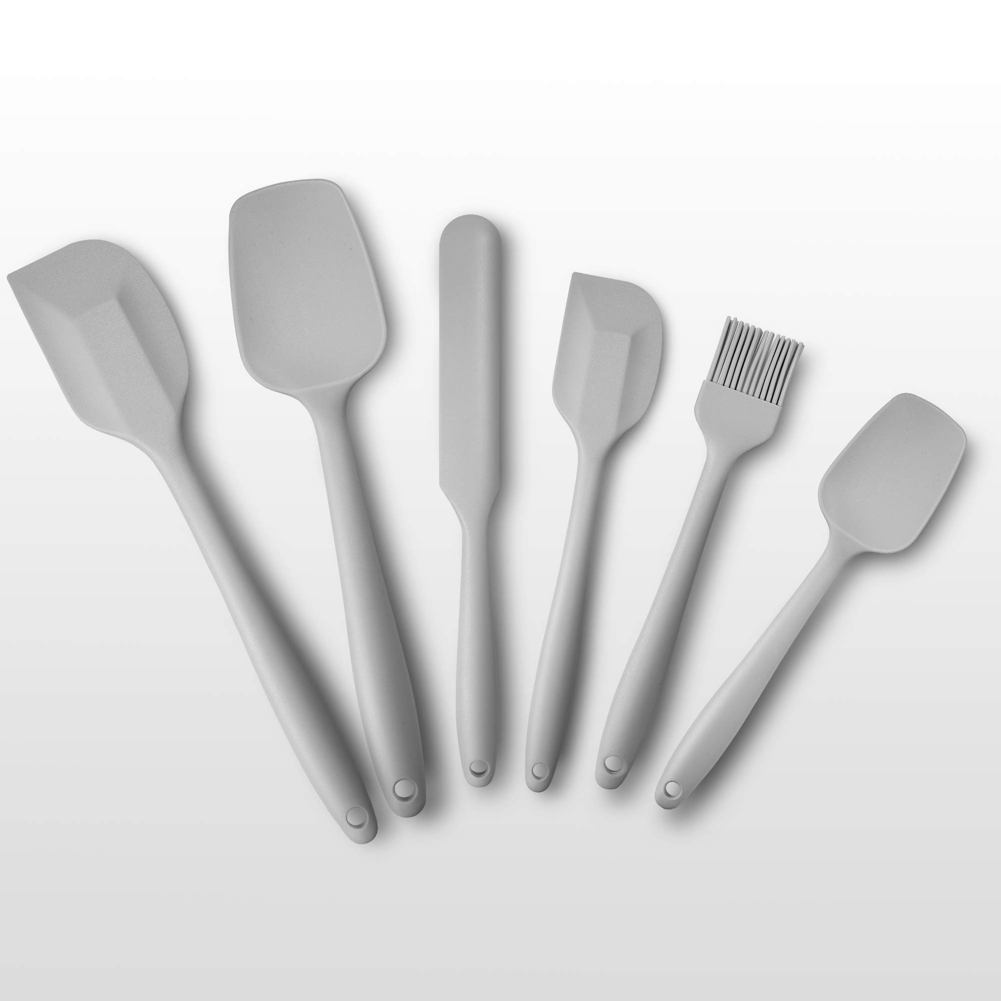 Heat-resistant silicone spatula, 6-piece baking utensil set, gray