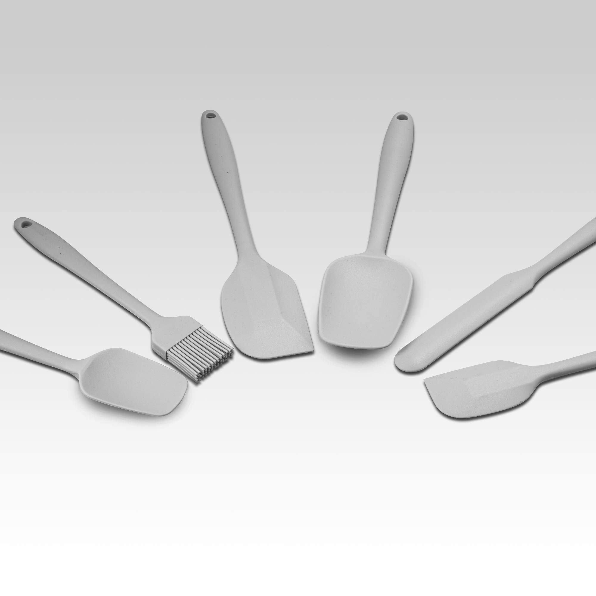 Heat-resistant silicone spatula, 6-piece baking utensil set, gray