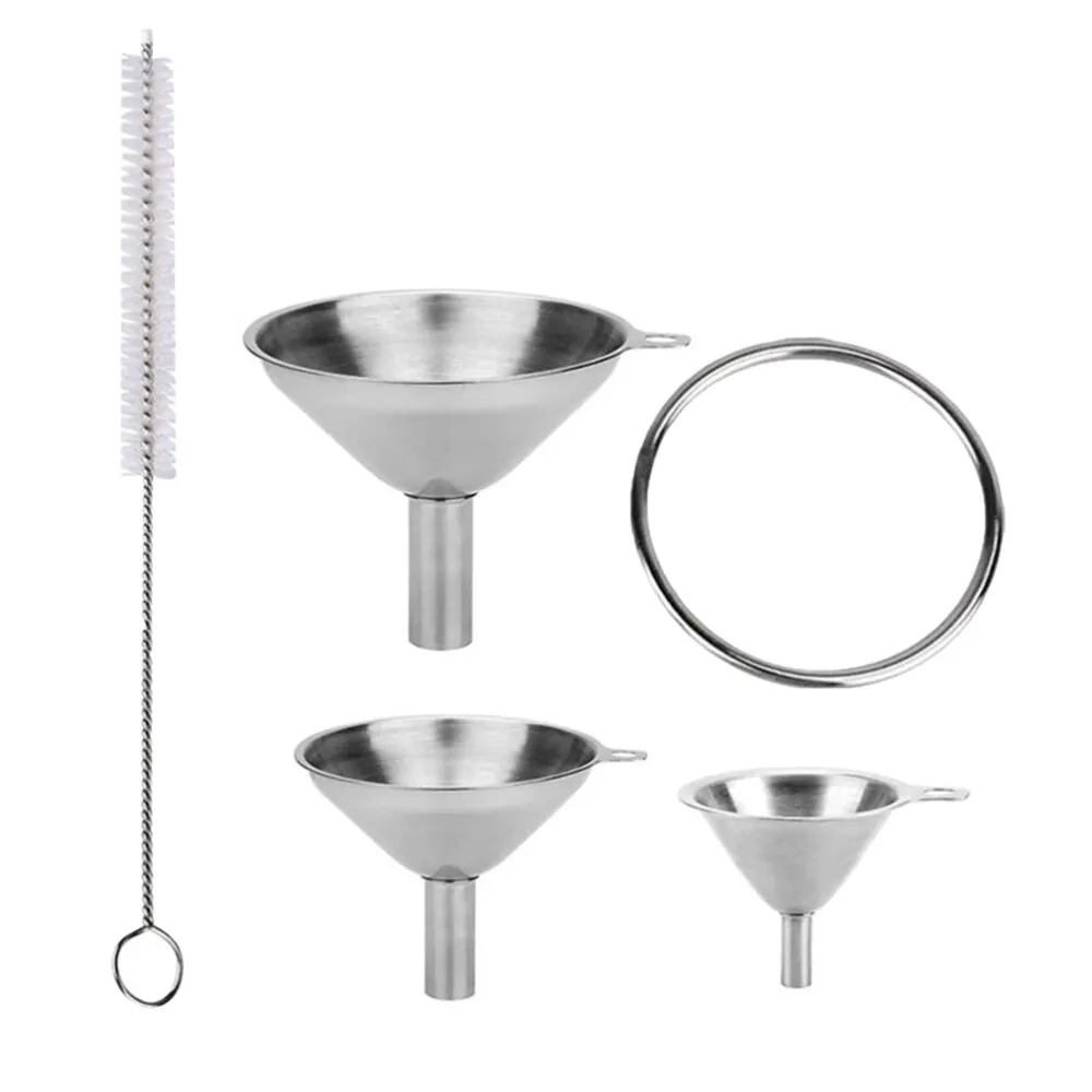 Kitchen Funnel with Brush Stainless Steel Utensils Gear Wide Mouth