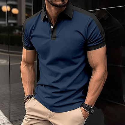AHLSENTOP Kurzärmliges Herren-Poloshirt mit Farbblock-Revers