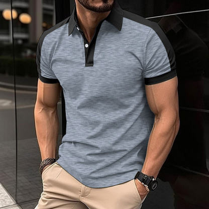 AHLSENTOP Kurzärmliges Herren-Poloshirt mit Farbblock-Revers