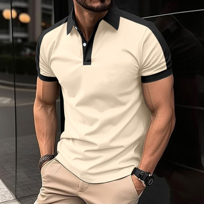 AHLSENTOP Kurzärmliges Herren-Poloshirt mit Farbblock-Revers