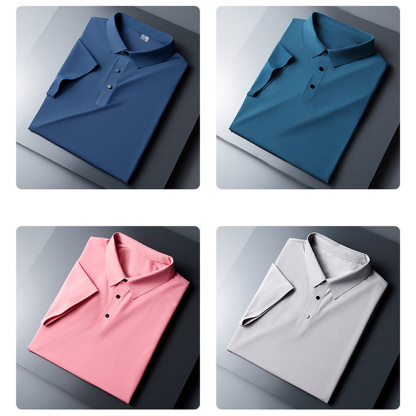 Ahlsentop™ Einfarbiges Revers-Poloshirt aus Eisseide für den Sommer