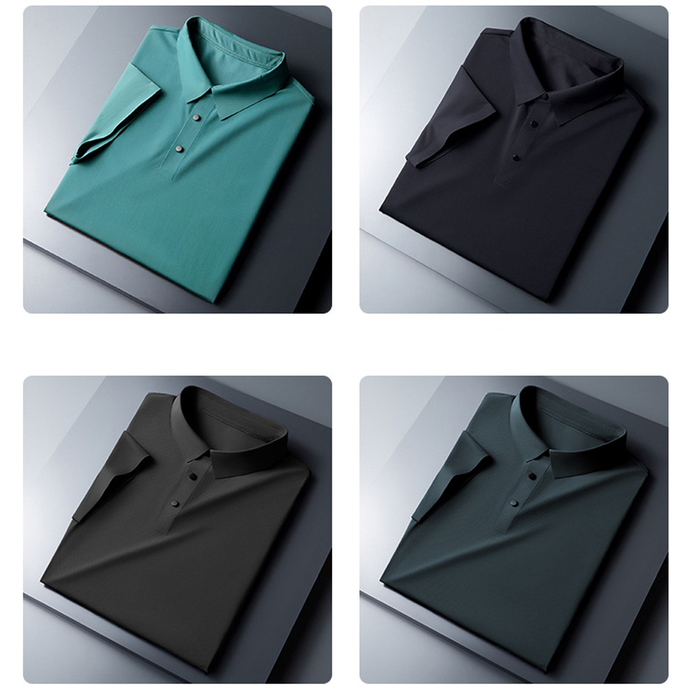 Ahlsentop™ Einfarbiges Revers-Poloshirt aus Eisseide für den Sommer