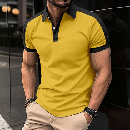 AHLSENTOP Kurzärmliges Herren-Poloshirt mit Farbblock-Revers