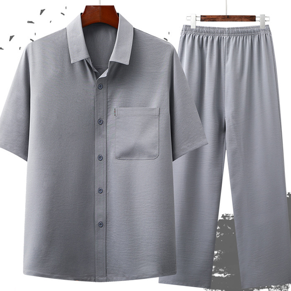 AHLSENTOP™ Neuer sommerlicher Herrenanzug aus Baumwolle und Leinen mit kurzen Ärmeln und Hose