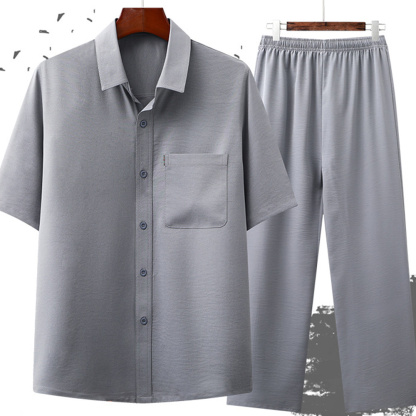 AHLSENTOP™ Neuer sommerlicher Herrenanzug aus Baumwolle und Leinen mit kurzen Ärmeln und Hose
