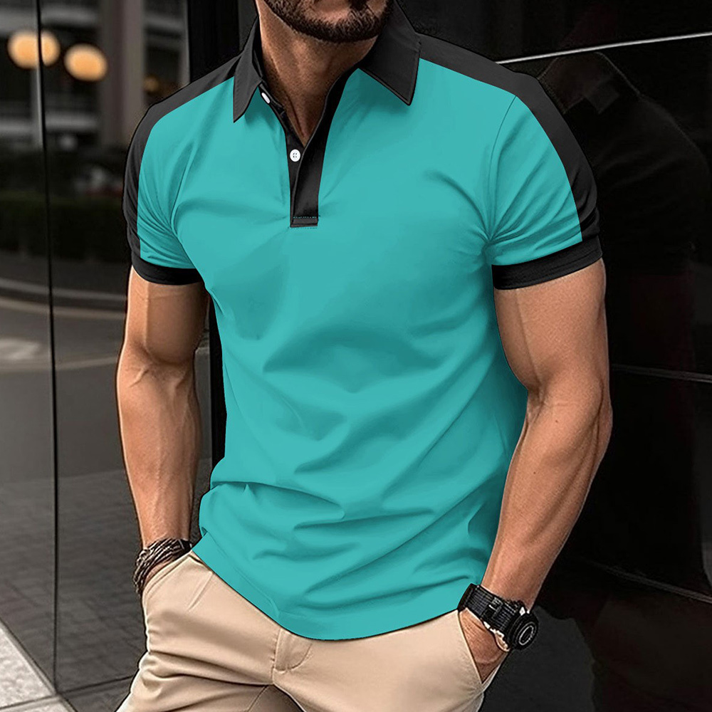 AHLSENTOP Kurzärmliges Herren-Poloshirt mit Farbblock-Revers