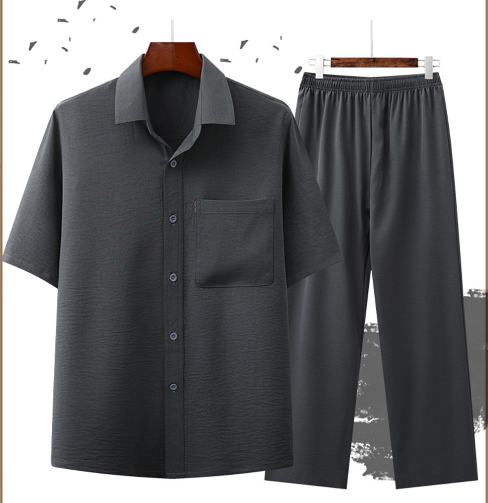 AHLSENTOP™ Neuer sommerlicher Herrenanzug aus Baumwolle und Leinen mit kurzen Ärmeln und Hose